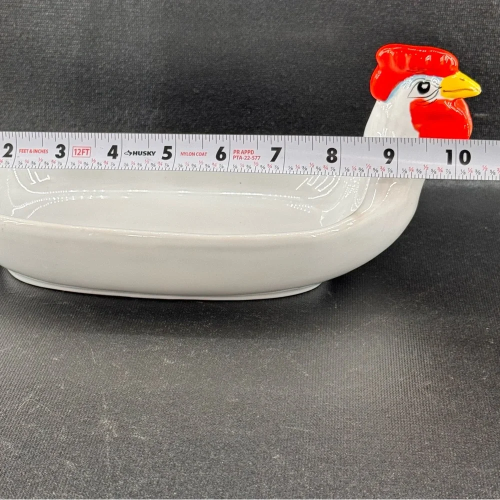 Vintage Peasant Village Italy Chicken Hen Egg Cup Platter Dish 69635